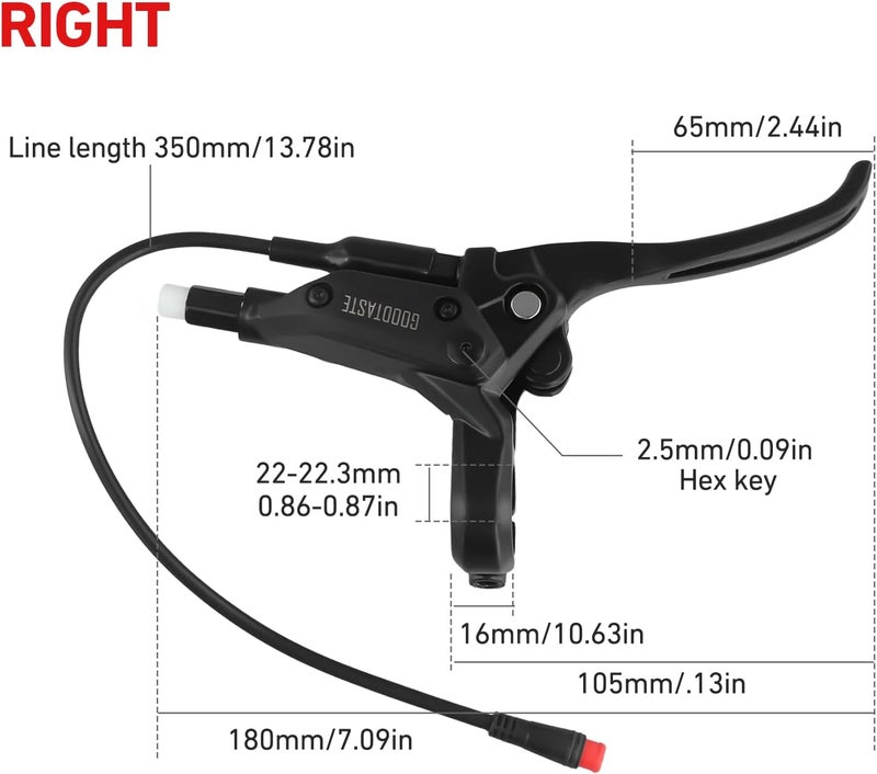 Drhomeam Left & Right Electronic Brake Lever Set for Most Electric Bicycle, GT03 Oil Power-Off Function Ebike Handle, Brake Grips for Electric Bike, Ebike Accessories Cut Off Power (A Pair) - Image 2